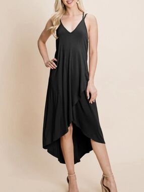 NEW! Nonexistent Black Jersey Midi Dress Size L